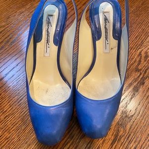 Blue comfortable slingback heels